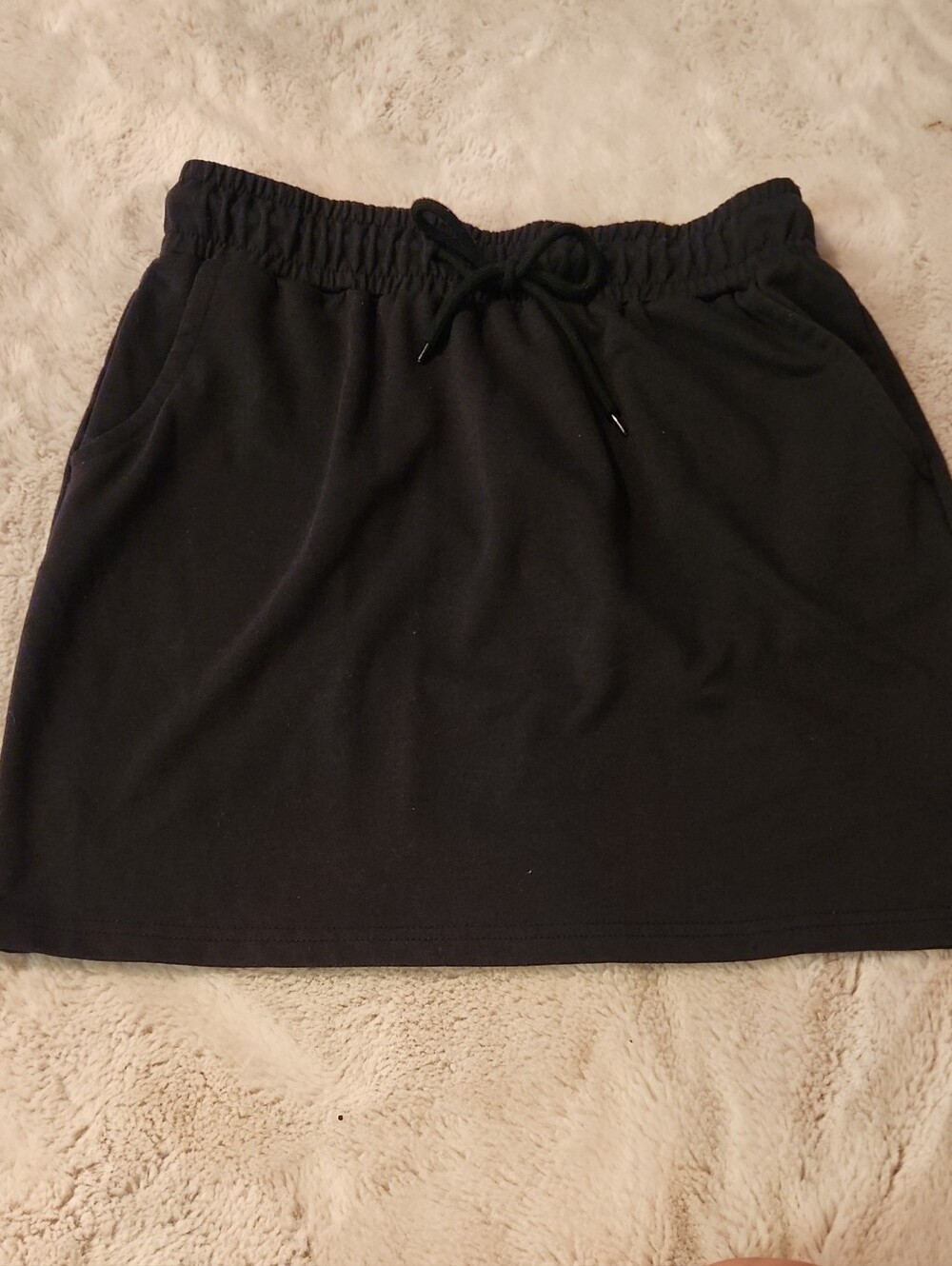 SHEIN Black Drawstring Pocket Mini Skirt